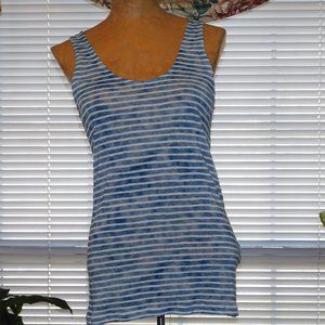 NWT $165 MAJESTIC FILATURES Azure Blue and White Striped Tank Top sz 3 U…